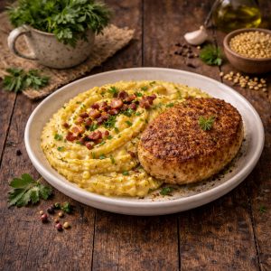 Гороховое пюре + котлета дом. или куриная