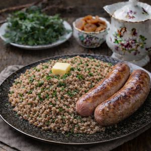 Пюре, гречка,макароны, рис + 2 купаты