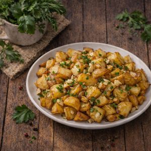 Картофель жареный с чесноком