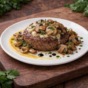 Бифштекс с грибами