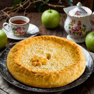 Пирог с яблоками большой